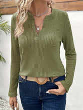 Notched Long Sleeve T-Shirt Moss OutfitFlow