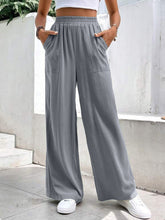 High Waist Wide Leg Pants with Pockets Gray OutfitFlow