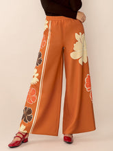 Printed Elastic Waist Wide Leg Pants Tangerine OutfitFlow