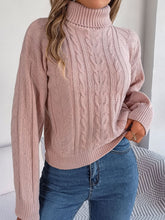Cable-Knit Turtleneck Sweater Dusty Pink OutfitFlow