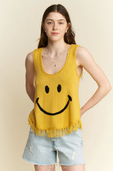Jade By Jane Smiley Fringe Tank Top YELLOW OutfitFlow