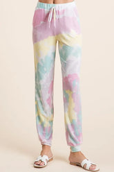 BiBi Tie Dye French Terry Casual Pants LAVENDER MULTI OutfitFlow