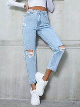 Distressed High Rise Jeans with Pockets Light OutfitFlow