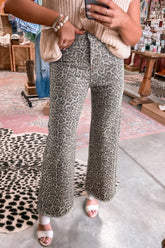 Leopard Frayed Edge Wide Leg High Waist Jeans Leopard OutfitFlow