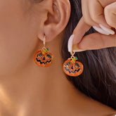 Halloween Pumpkin Drop Earrings Orange One Size OutfitFlow