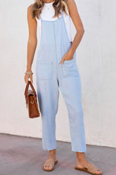 Spaghetti Strap Denim Overalls with Pockets Light OutfitFlow