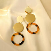 18K Gold-Plated Geometric Circle Dangle Earrings Gold onesize OutfitFlow