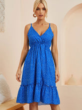 Polka Dot Ruffle Hem Mini Cami Dress Dark Blue OutfitFlow