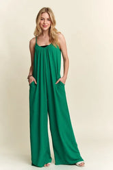 ADORA Wide Leg Casual Cami Jumpsuit KELLY GREEN OutfitFlow