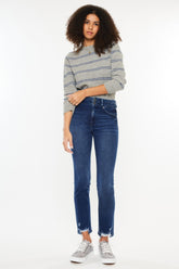 Kancan High Rise Slim Straight Jeans Dark OutfitFlow