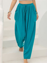 Drawstring Wide Leg Pants with Pockets Teal OutfitFlow