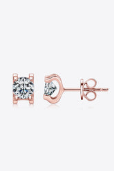 Moissanite 925 Sterling Silver Stud Earrings Rose Gold One Size OutfitFlow