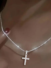 925 Sterling Silver Cross Necklace Silver One Size OutfitFlow
