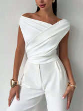 Asymmetrical Ruched Short Sleeve Top White OutfitFlow
