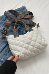 Bubble Textured Printed Strap Handbag White One Size OutfitFlow