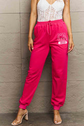 Simply Love Simply Love Full Size CA 1850 Graphic Joggers Hot Pink OutfitFlow
