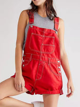 Wide Strap Square Neck Denim Overalls Scarlet OutfitFlow