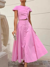 Short Sleeve Top and Skirt set Pink OutfitFlow