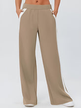 Side Striped Wide Leg Pants Camel OutfitFlow