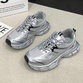 Lace Up Platform Athletic Shoes Silver OutfitFlow