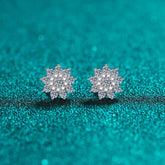 925 Sterling Silver Moissanite Zircon Stud Earrings Silver One Size OutfitFlow