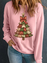 Christmas Tree Graphic Long Sleeve Sweatshirt Dusty Pink OutfitFlow