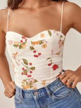 Printed Smocked Cami Top White OutfitFlow