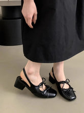 Square Toe Bow-Tie Slingback Ballet Shoes Black OutfitFlow