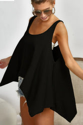 BiBi High and Low Flare Knit Tank Top BLACK OutfitFlow