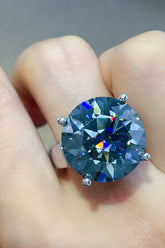 20 Carat Moissanite 925 Sterling Silver Ring Royal Blue OutfitFlow