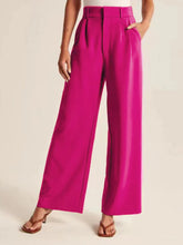High Waist Wide Leg Pants Deep Rose OutfitFlow