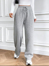 Drawstring Wide Leg Pants Light Gray OutfitFlow