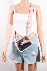 Fame PVC Clear Rectangular Crossbody Bag Blush Pink one size OutfitFlow