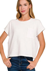 Zenana Round Neck Short Sleeve T-Shirt OFF WHITE OutfitFlow