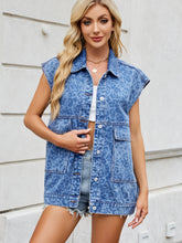 Leopard Button Up Cap Sleeve Denim Jacket Medium OutfitFlow