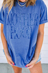 MOTHERHOOD Letter Graphic T-Shirt Blue OutfitFlow
