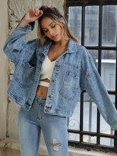 Button Down Drop Shoulder Denim Jacket Light OutfitFlow