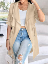 Drape Collar Lightweight Trench Coat Khaki OutfitFlow