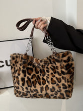 Faux Fur Leopard Shoulder Bag Brown One Size OutfitFlow