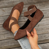 Crisscross Point Toe Flat Slip-Ons Dark Brown OutfitFlow