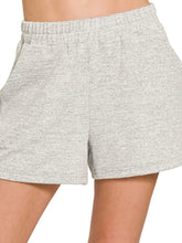 Zenana Soft Melange Hacci Elastic Waist Band Shorts H GREY OutfitFlow