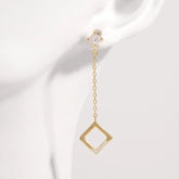 925 Sterling Silver Inlaid Zircon Earrings Gold One Size OutfitFlow