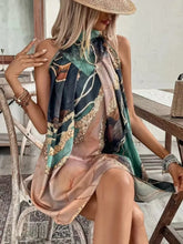 Tied Back Printed Sleeveless Dress Dark Green OutfitFlow
