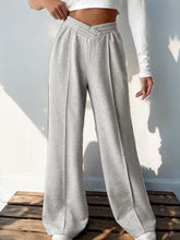 Perfee Elastic Waist Wide Leg Pants Light Gray OutfitFlow