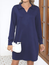 Johnny Collar Long Sleeve Dress Indigo OutfitFlow
