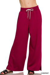 Zenana Scuba Drawstring Pants CABERNET OutfitFlow