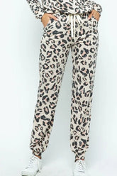 BiBi Leopard Casual Pants with Side Pockets LT.TAUPE OutfitFlow