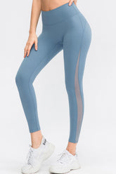 Wide Waistband Slim Fit Long Sports Pants Light Blue OutfitFlow