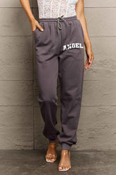 Simply Love Simply Love Full Size Drawstring Angel Graphic Long Sweatpants Dark Gray OutfitFlow