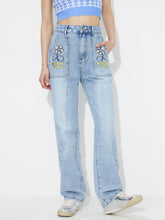 Flower High Rise Straight Leg Jeans with Pockets Light OutfitFlow